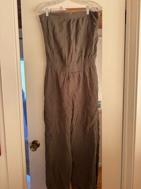 DREW Strapless Olive-Tone Wide Leg Jumpsuit